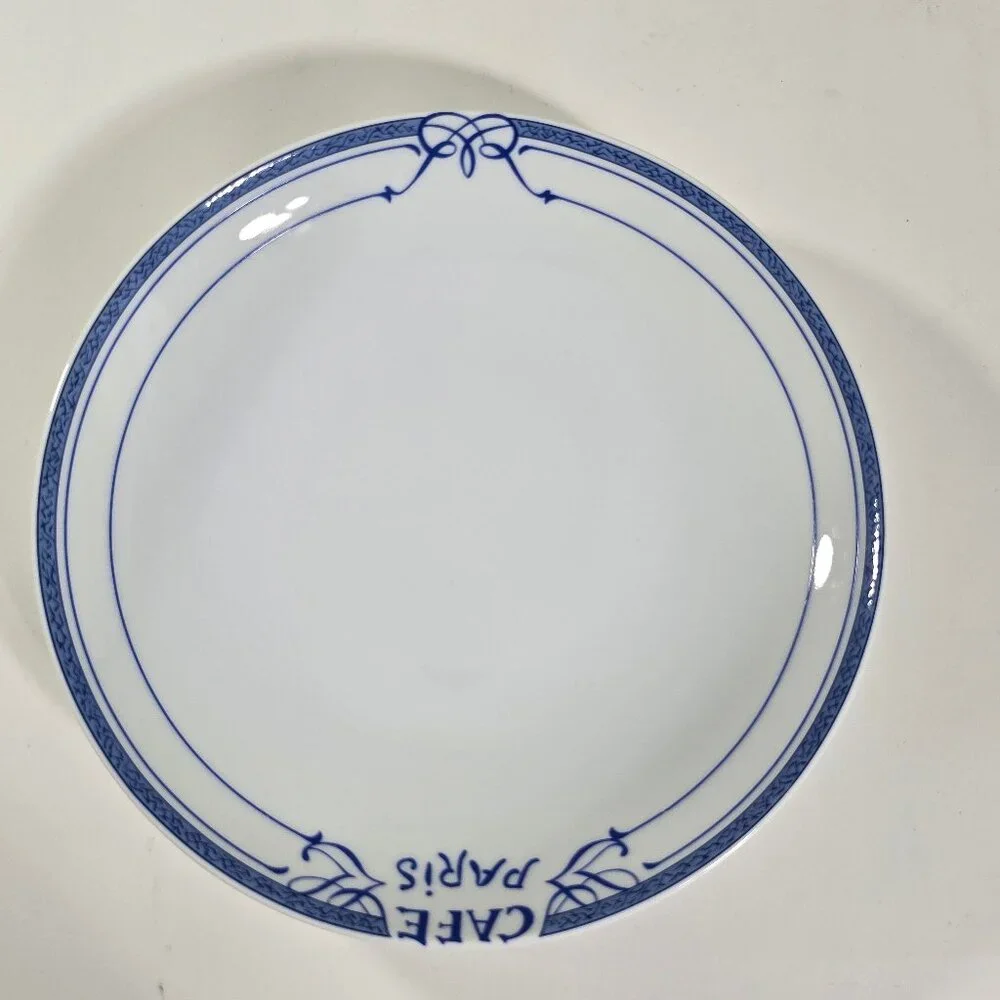 BERNARDAUD Cafe Paris Blue Pasta Bowl Limoges Porcelain France 9” Salad
